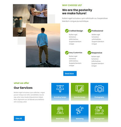 Landing Page website design. PDF